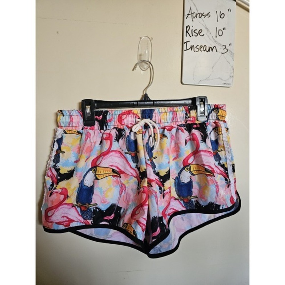 NWT‎ Lotus Leggings Toucan Flamingo Running Shorts Size XL